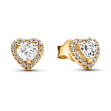 Sparkling Elevated Heart Stud Earrings