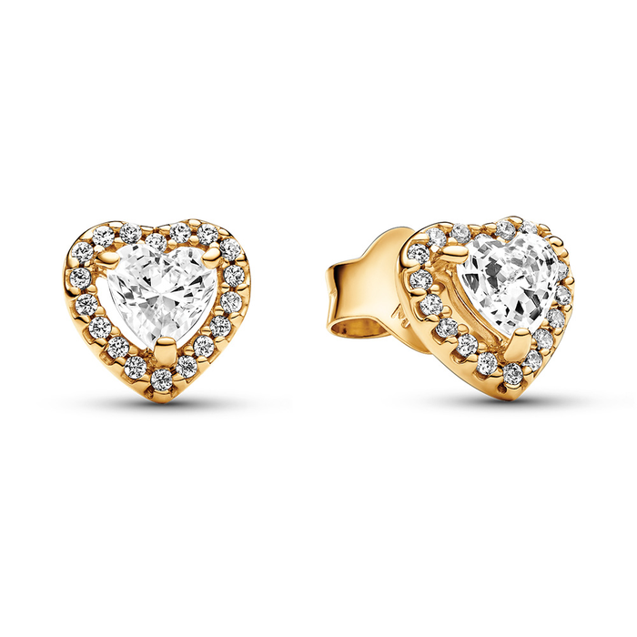 Sparkling Elevated Heart Stud Earrings