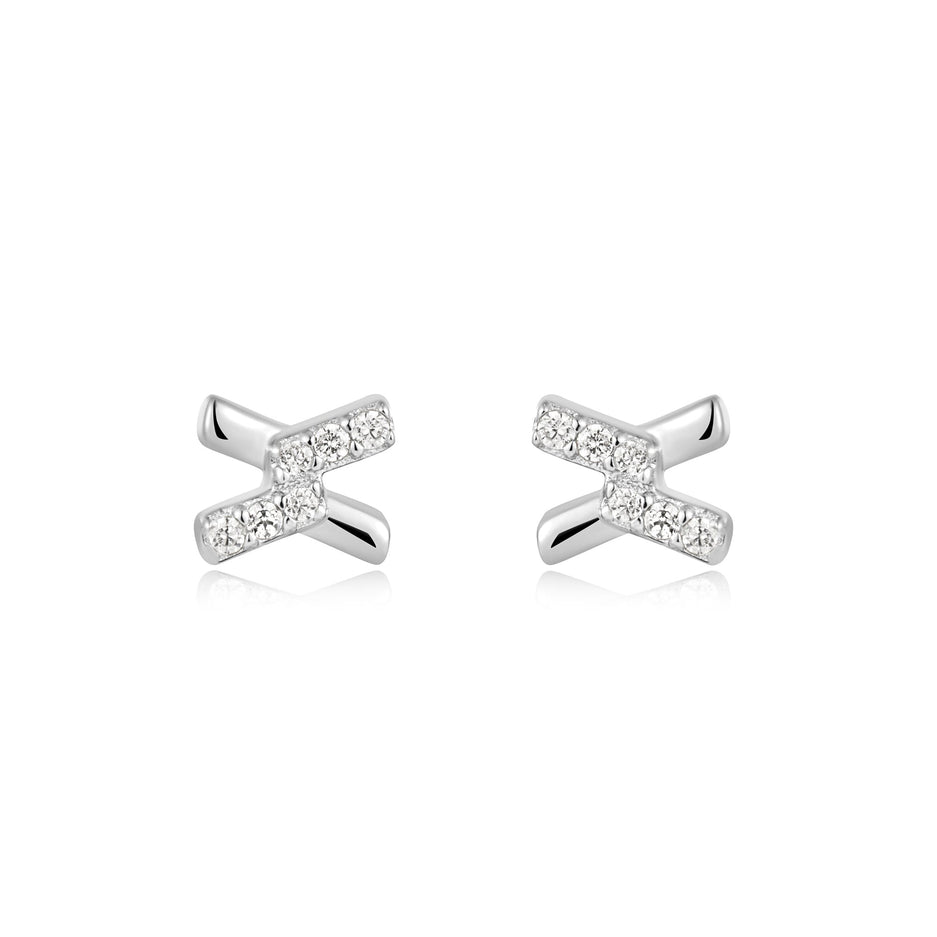 Anie Ahoie Gold Cross Cubic Zirconia Studs