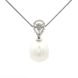 White South Sea Pearl and Diamond Pendant in White Gold