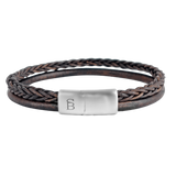 Denby - Brown - Double Stack Braided Leather Bracelet