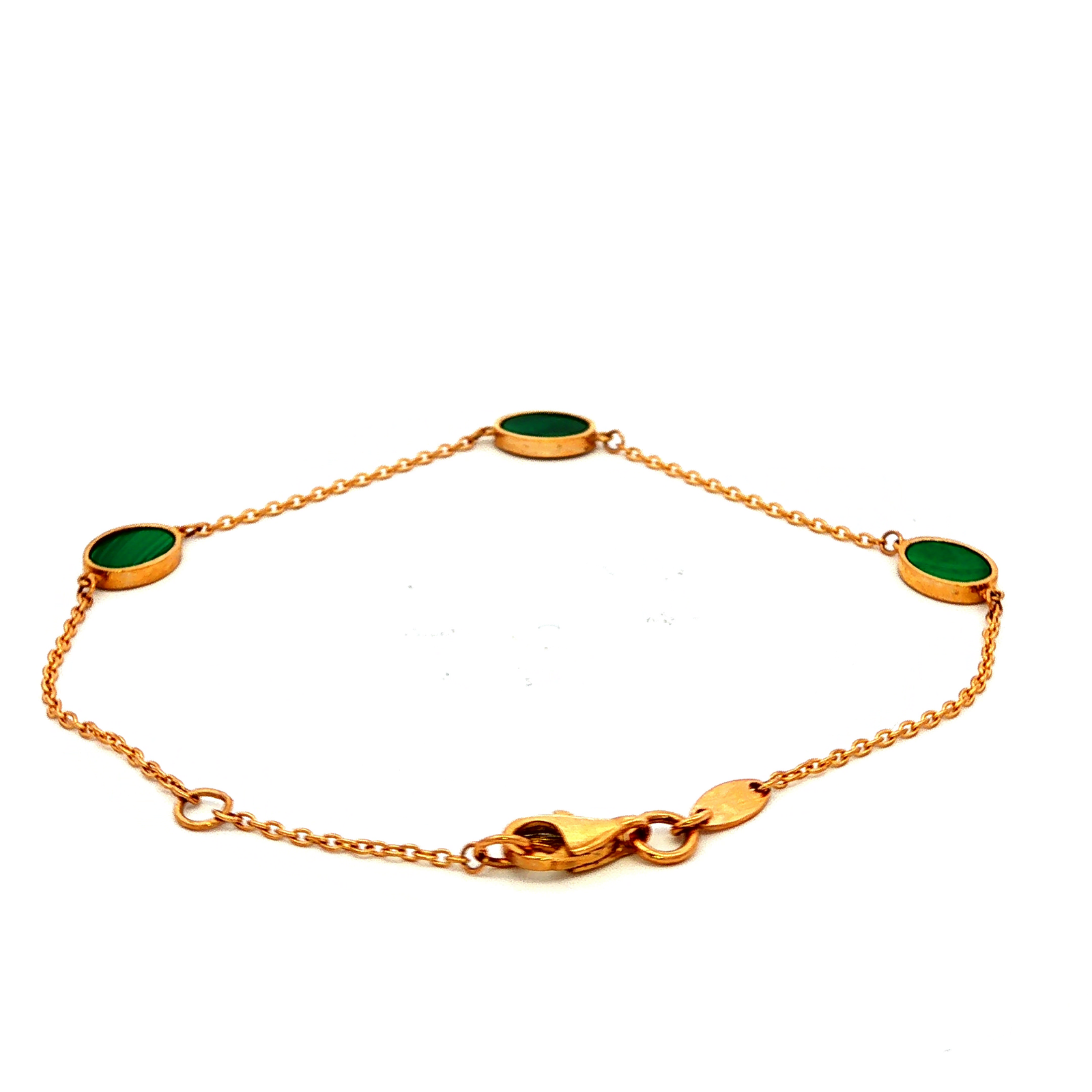 Malachite Oval Bracelet in Yellow Gold