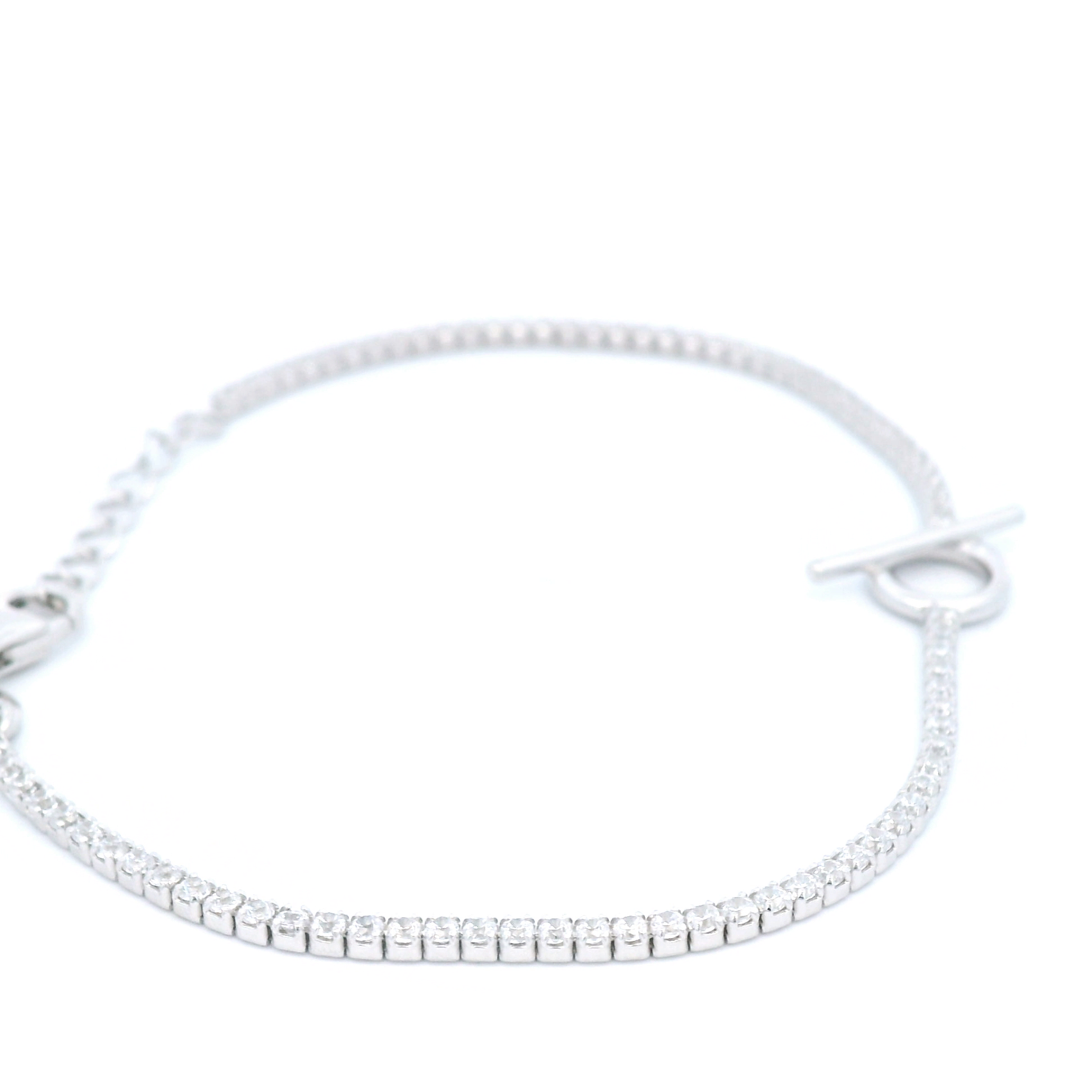 Tennis Chain Bracelet In Sterling Silver