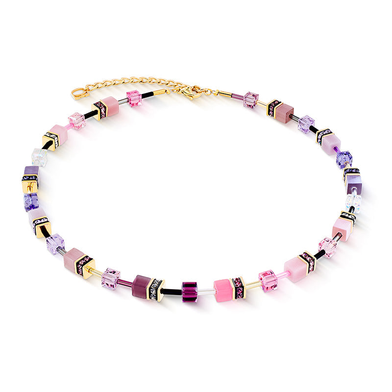 Coeur de Lion GeoCube Soft Purple & Rose Necklace