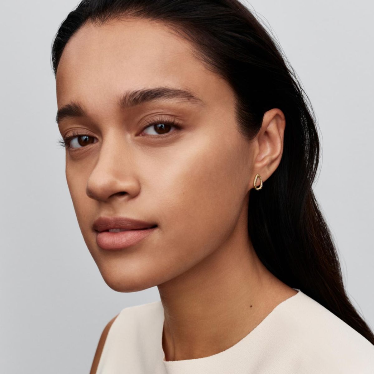Pandora Organic Oval Shaped Button Earrings