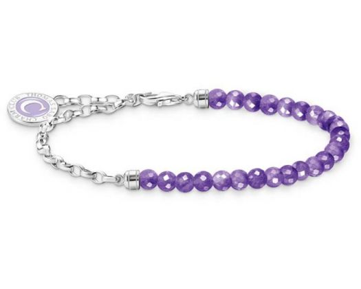 Thomas Sabo Charmista Bracelet with Amethyst Bead And Chain Links Silver