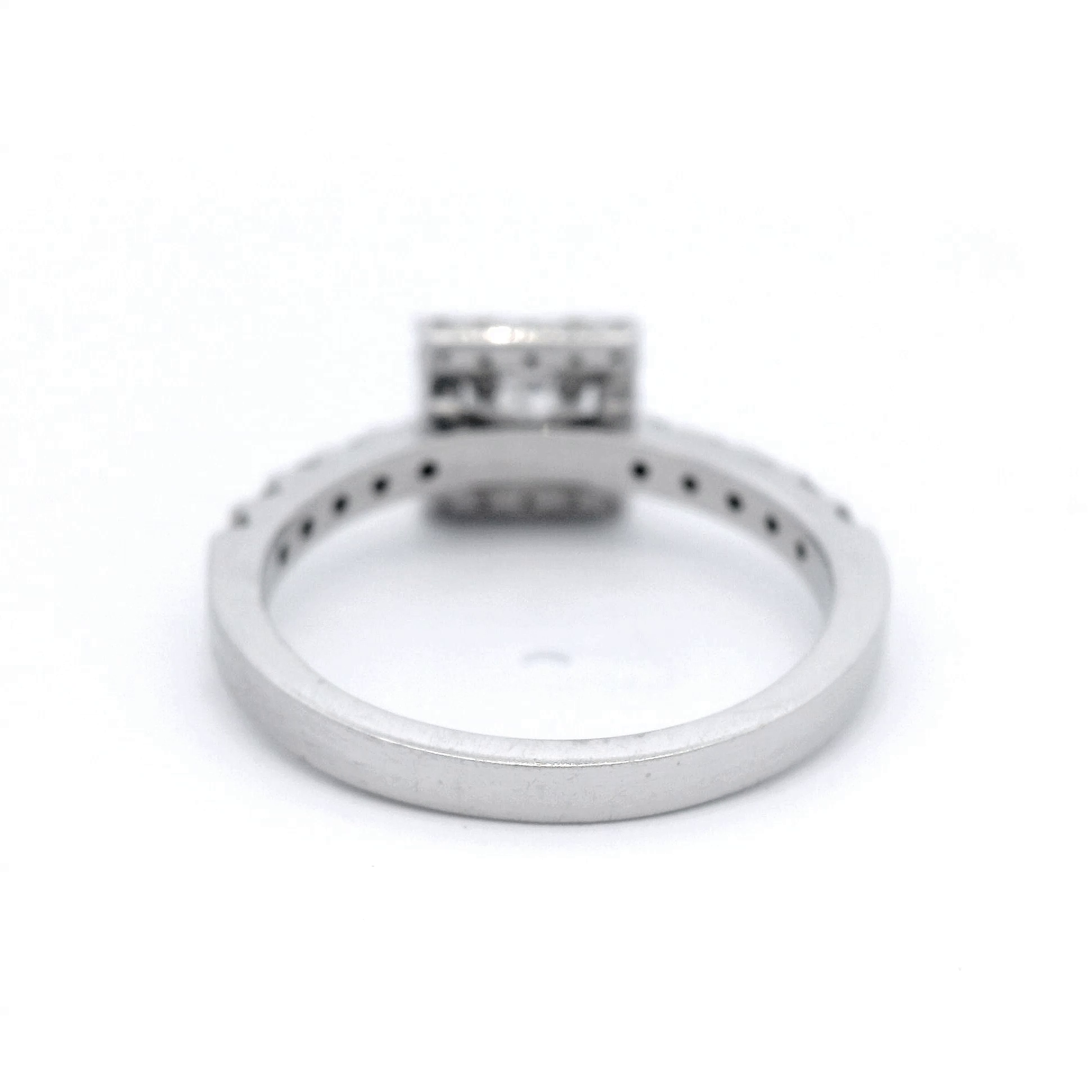 Square Shaped Diamond with Shoulder Set in White Gold