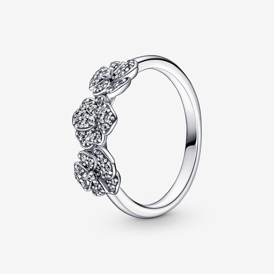 Triple Pansy Flower Ring - 58
