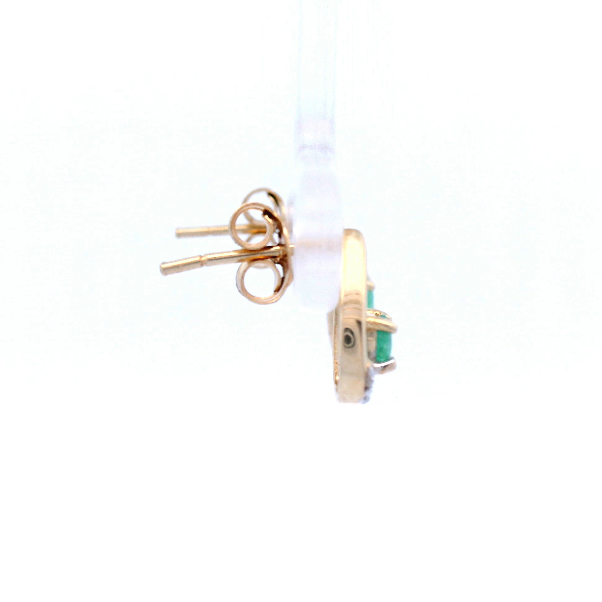 Teardrop Diamond and Emerald Set Earrings in Yellow Gold