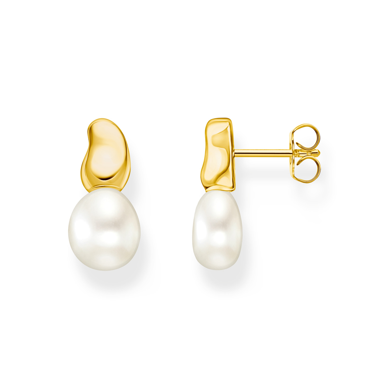 Thomas Sabo Ear Studs With Freshwater Pearl Drop In Gold