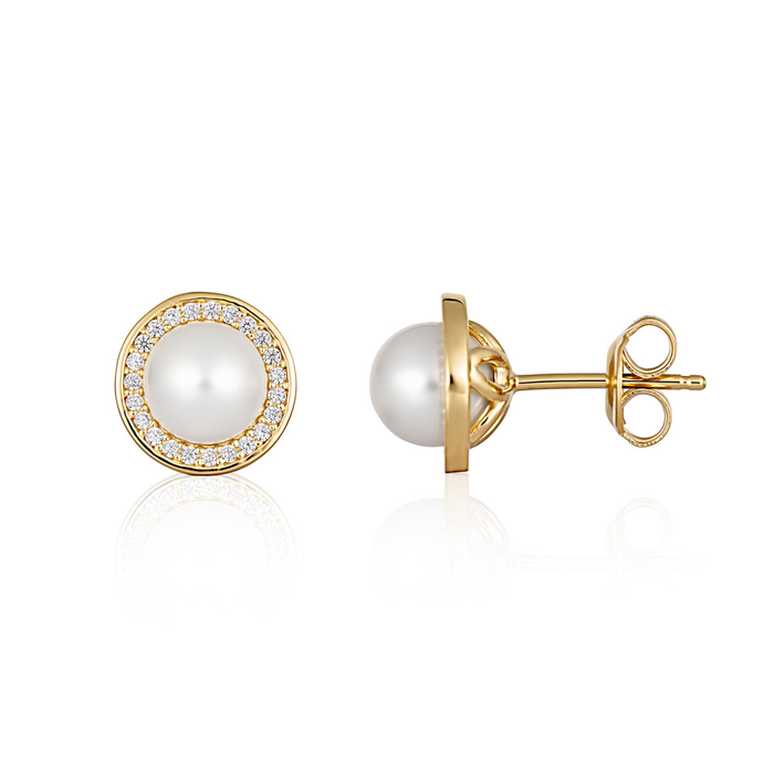 Georgini Heirloom Always Pearl and Cubic Zirconia Stud Earrings.  IE958G