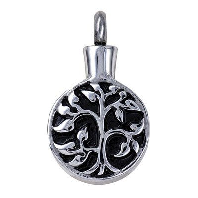 Tree of Life Round Memorial Locket in Stainless Steel.