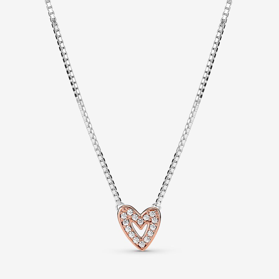 Pandora Sparkling Freehand Heart Necklace