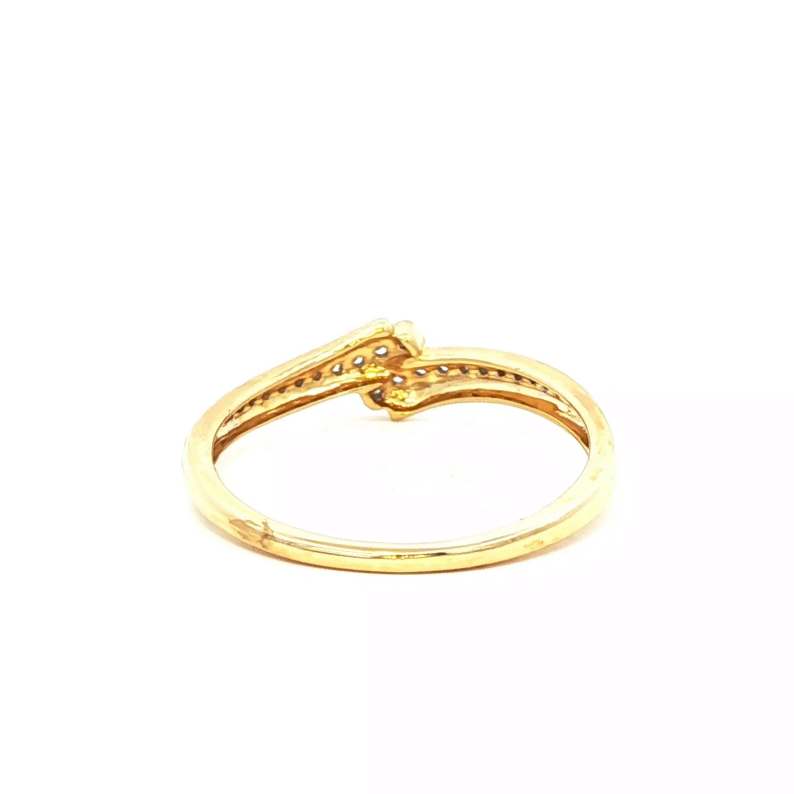 Diamond Cross Over Ring in 9K Yellow Gold