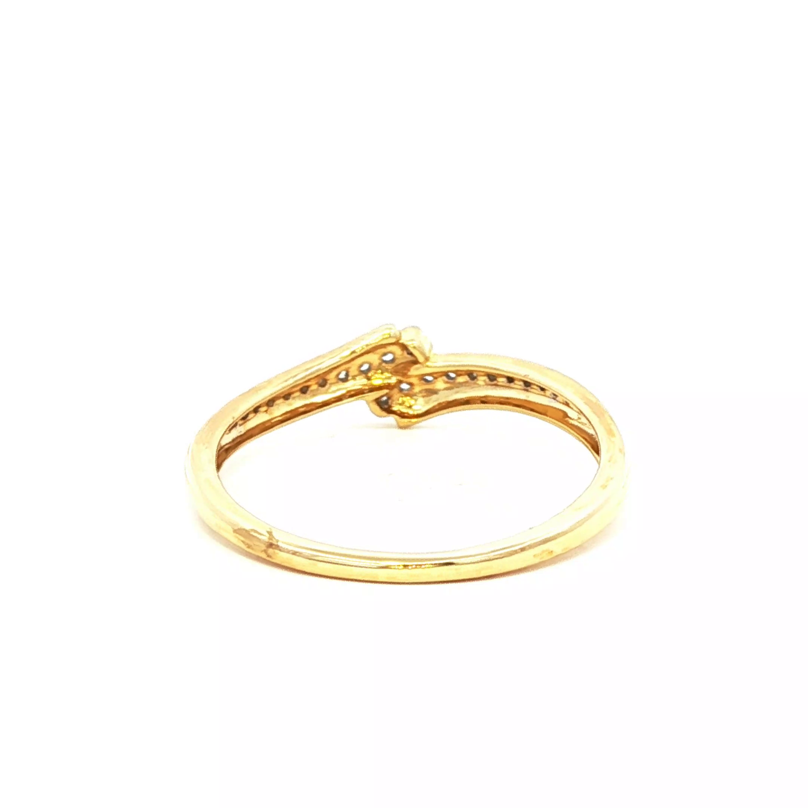 Diamond Cross Over Ring in 9K Yellow Gold