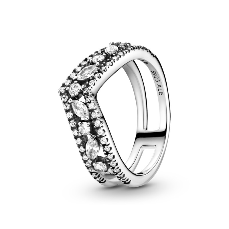 Sparkling Marquise Double Wishbone Ring - 58