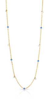 Fine Cabe Link Chain in Yellow Gold with Enamel Balls