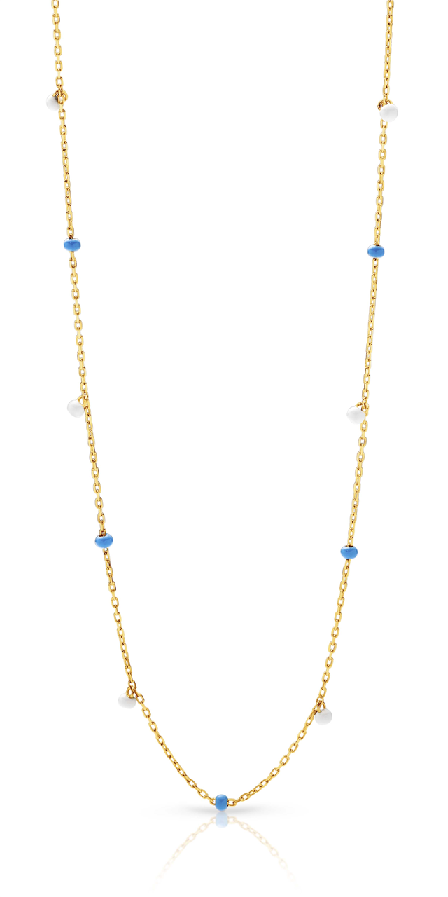 Fine Cabe Link Chain in Yellow Gold with Enamel Balls