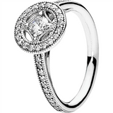 Silver ring with clear cubic zirconia - 54