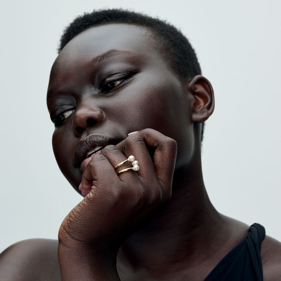 Treated Freshwater Cultured Pearl Open Ring