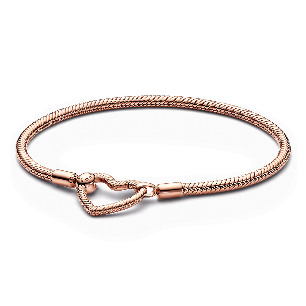 Pandora Moments Heart Closure Snake Chain Bracelet