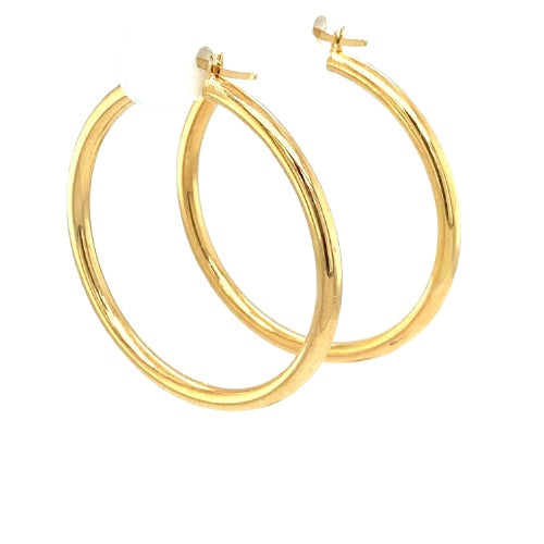 9 Carat Yellow Gold Italian Made 35mm Hollow Hoop Earrings