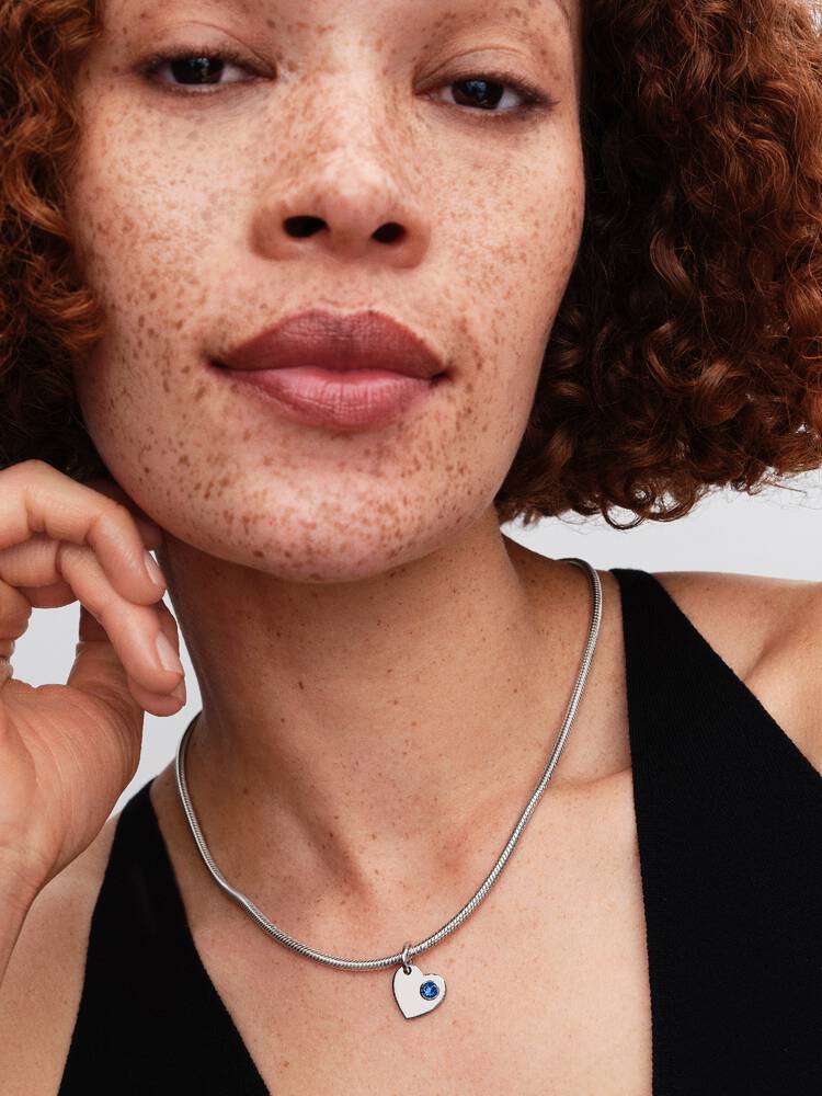 Pandora September Engravable Heart Blue Stone Dangle Charm