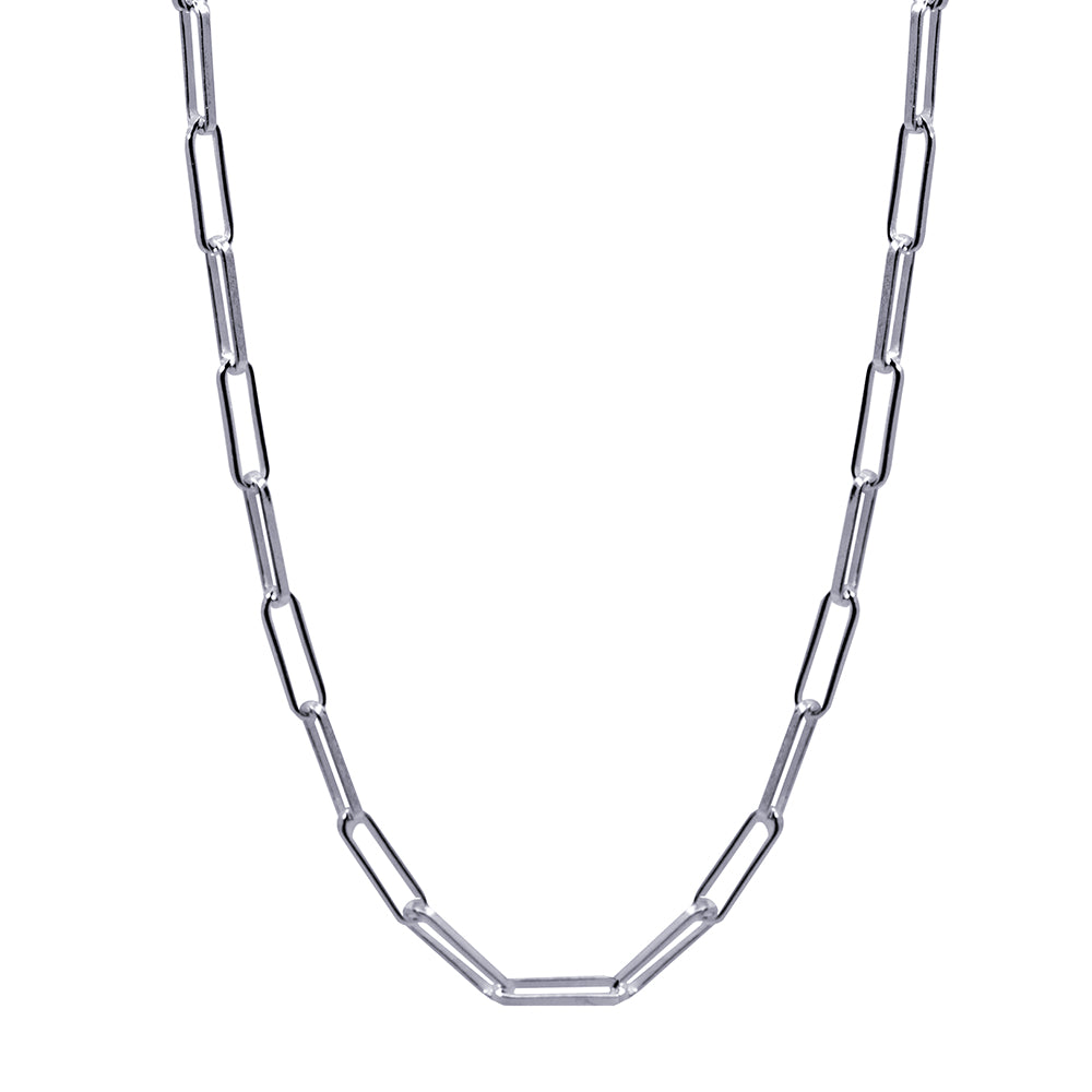 Sterling Silver Italian Open Rectangular Link ‘Paperclip’ Chain