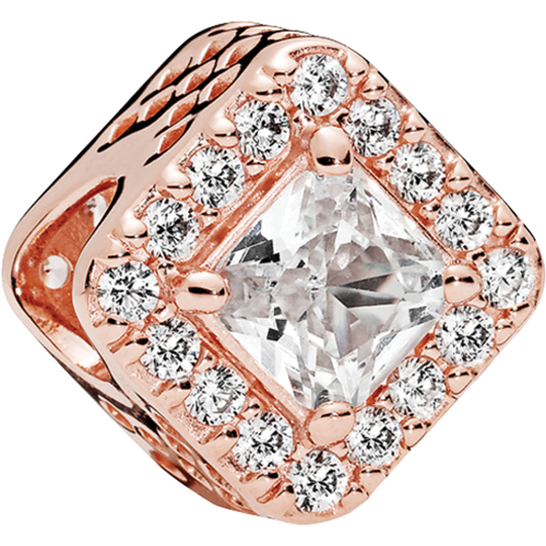 14k Rose gold-plated charm with clear cubic zirconia