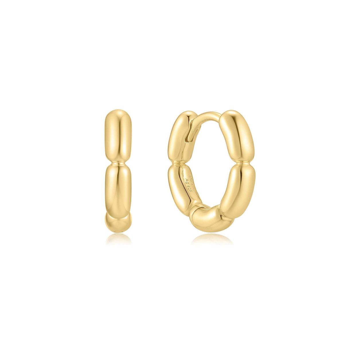 Ania Haie Gold Segmented Puffy Huggie Hoop Earrings