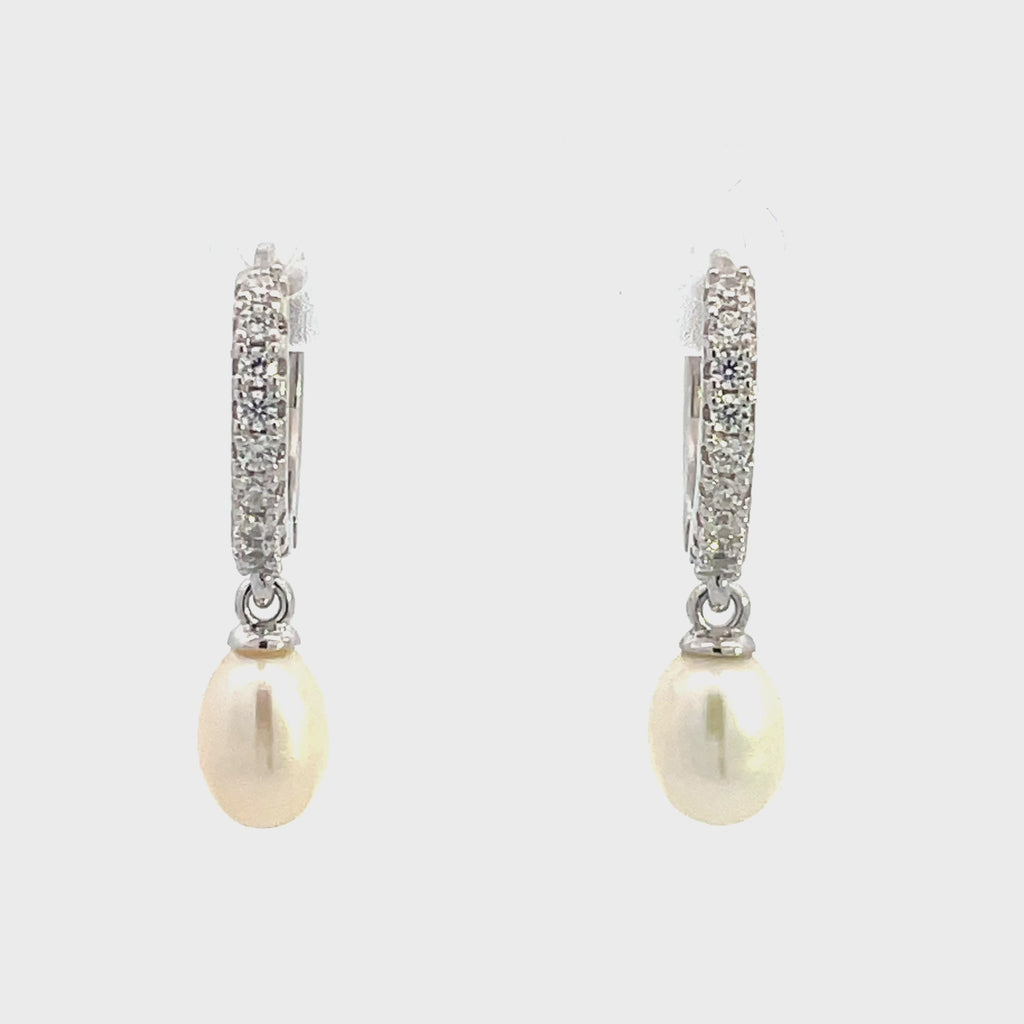 Georgini Oceans Bondi Freshwater Pearl Earrings Silver