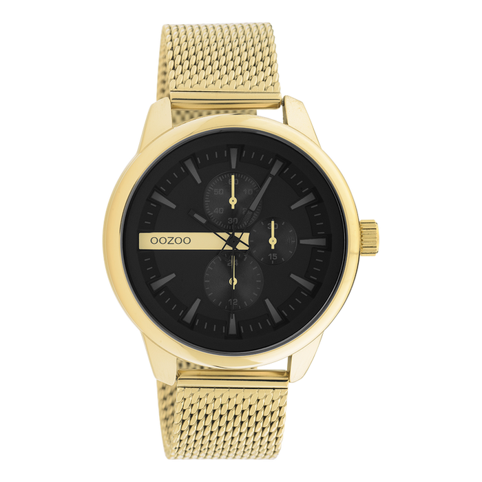 Gold Coloured Oozoo Watch With Gold Coloured Metal Mesh Bracelet