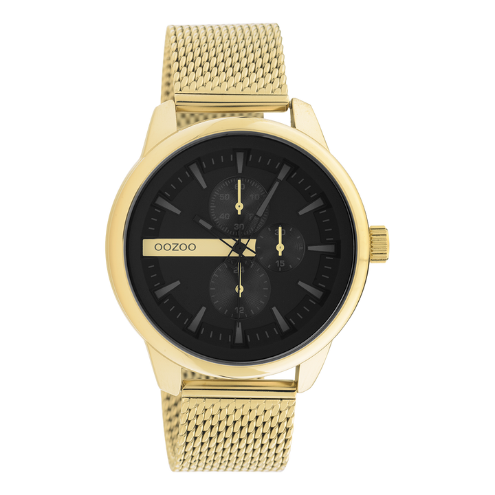 Gold Coloured Oozoo Watch With Gold Coloured Metal Mesh Bracelet