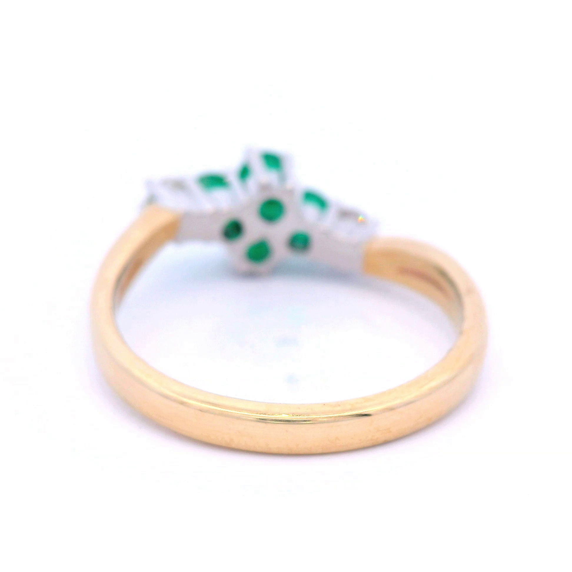 Round Emerald and Diamond Dress Ring in Yellow Gold