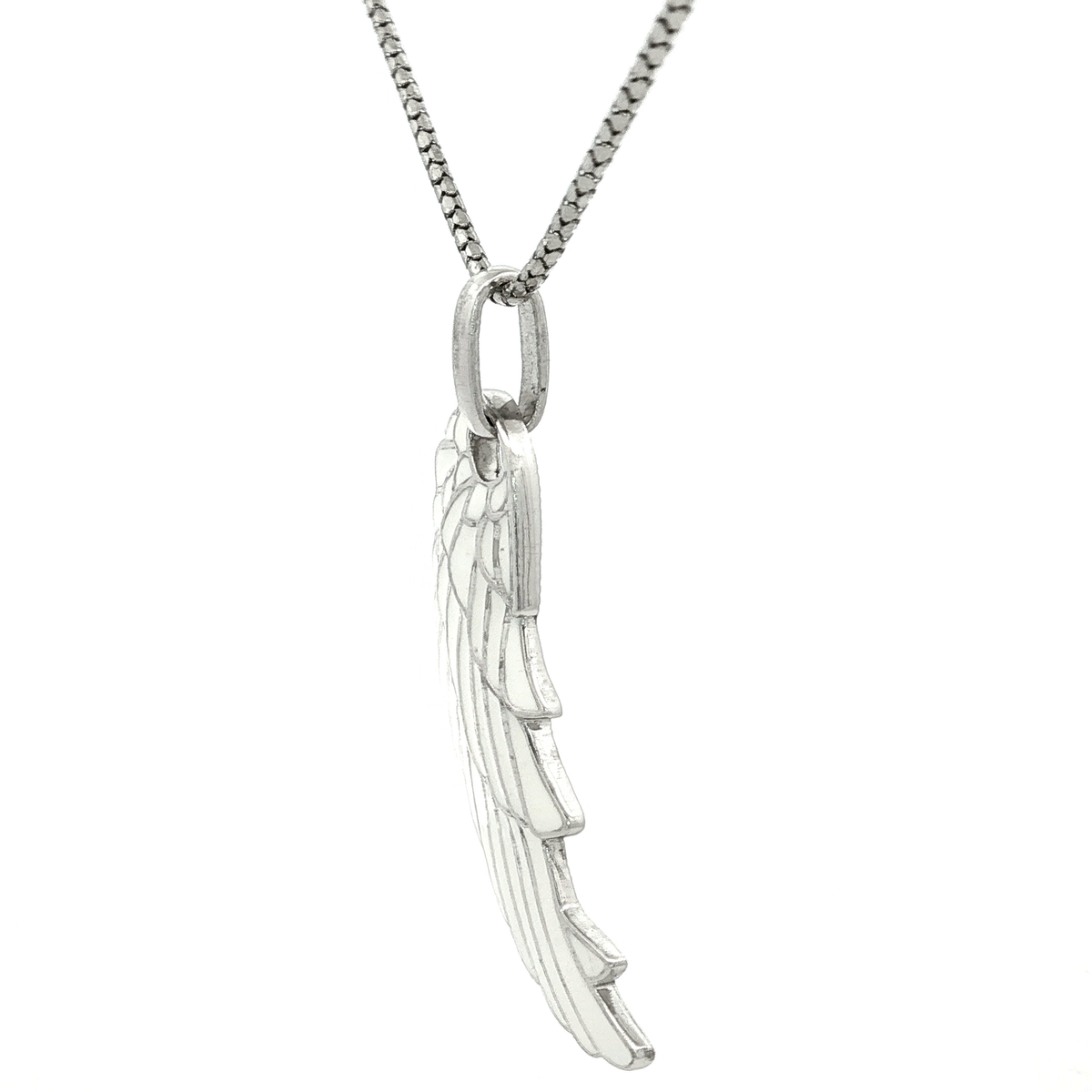 Engelsrufer Large Silver White Enamel Wing Pendant