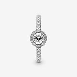 Round silver ring with clear cubic zirconia - 60
