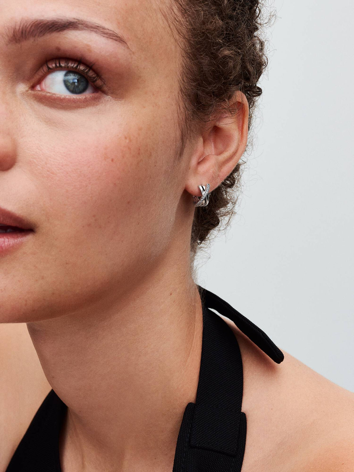 Pandora Crossover Pavé Hoop Earrings