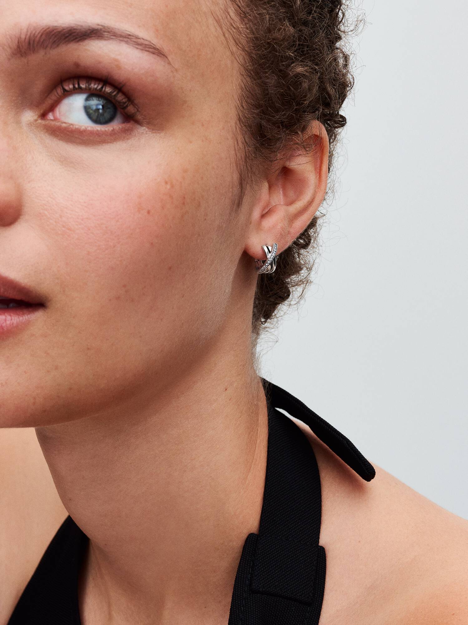 Pandora Crossover Pavé Hoop Earrings