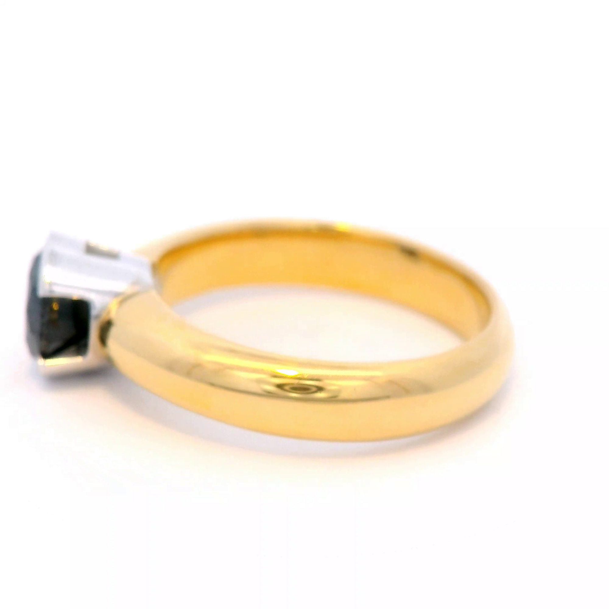 Black Diamond Solitaire Dress Ring in Yellow Gold