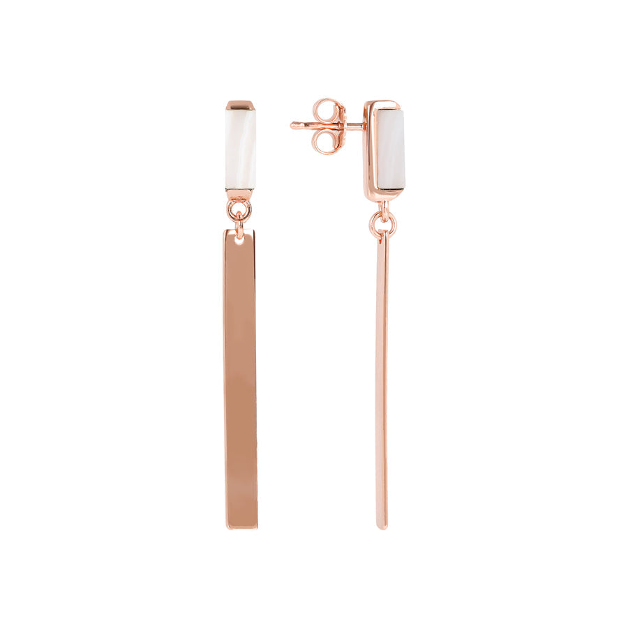 Bronzallure Alba Carré Natural Stones Pendant Earrings White Lace Agate