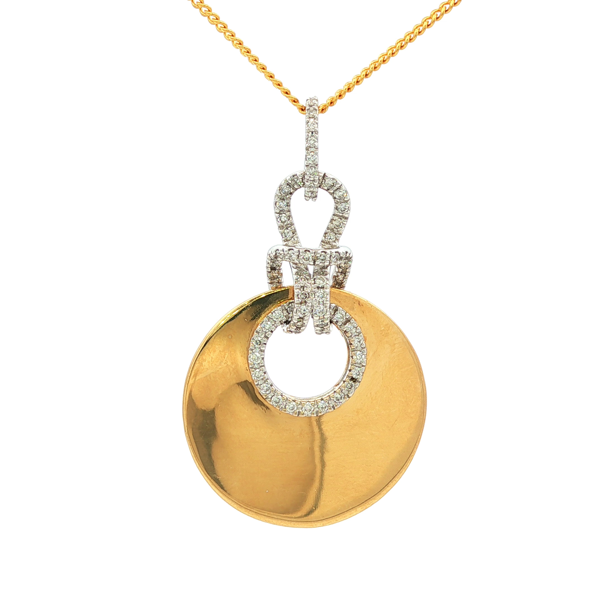 Yellow Gold Charm Necklace with Round Brilliant Diamond Pendant