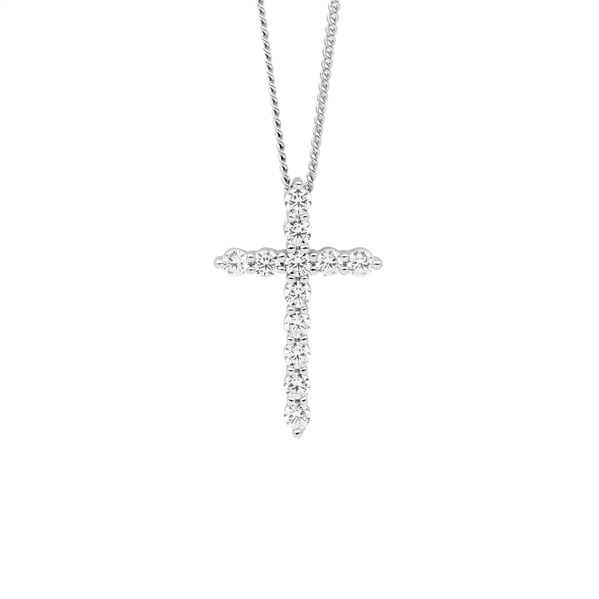 SS wh cz 19mm cross slider pendant