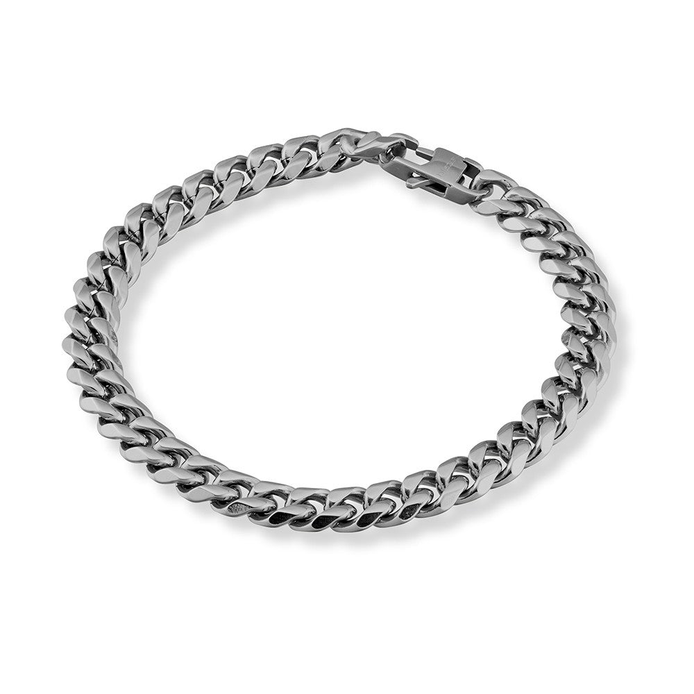 Blaze Stainless Steel 8mm Cuban Link Bracelet in Matte Steel Finish