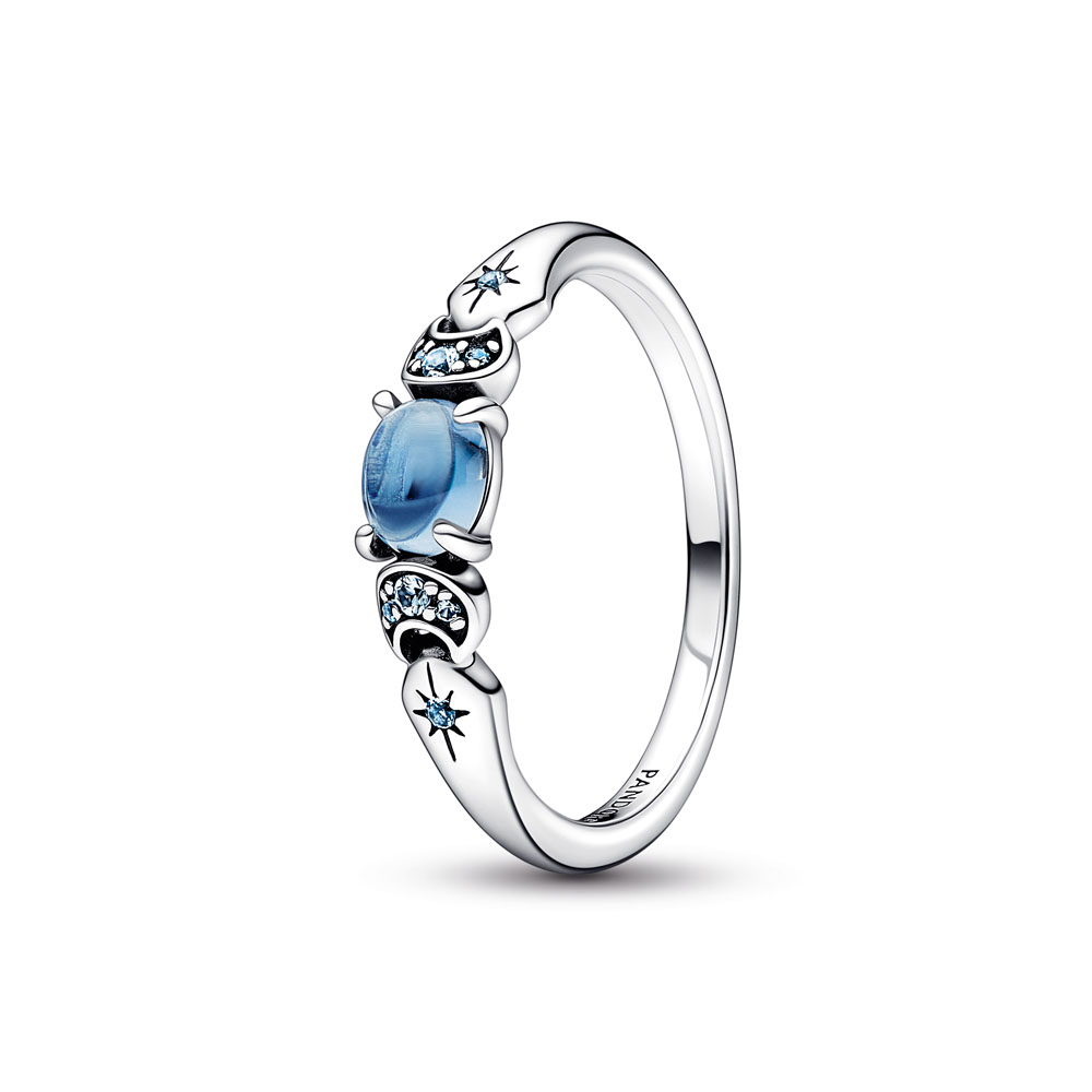 Disney Aladdin Jasmine sterling silver ring with icy blue crystal and moonlight blue crystal