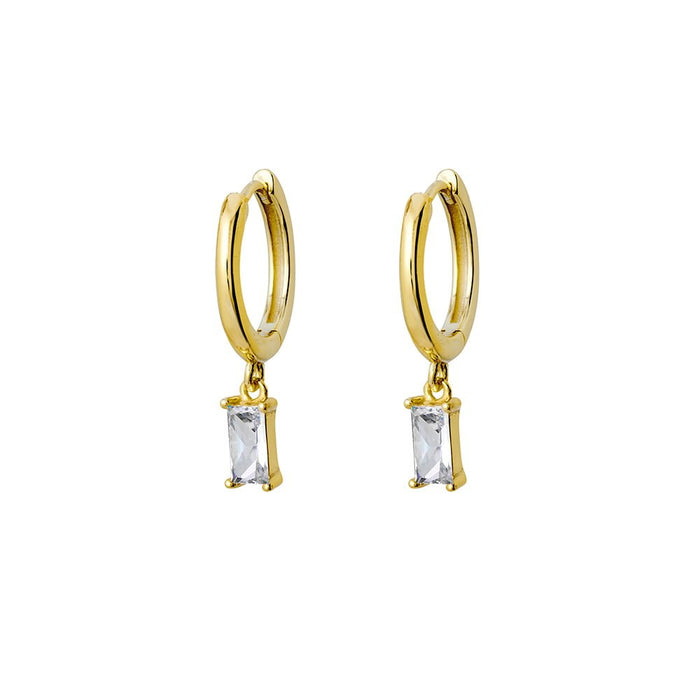 White CZ Baguette Hoop Earrings