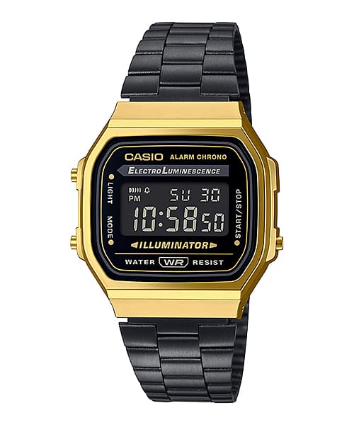 Casio Vintage Black Steel Digital Unisex Watch A168WEGB-1B