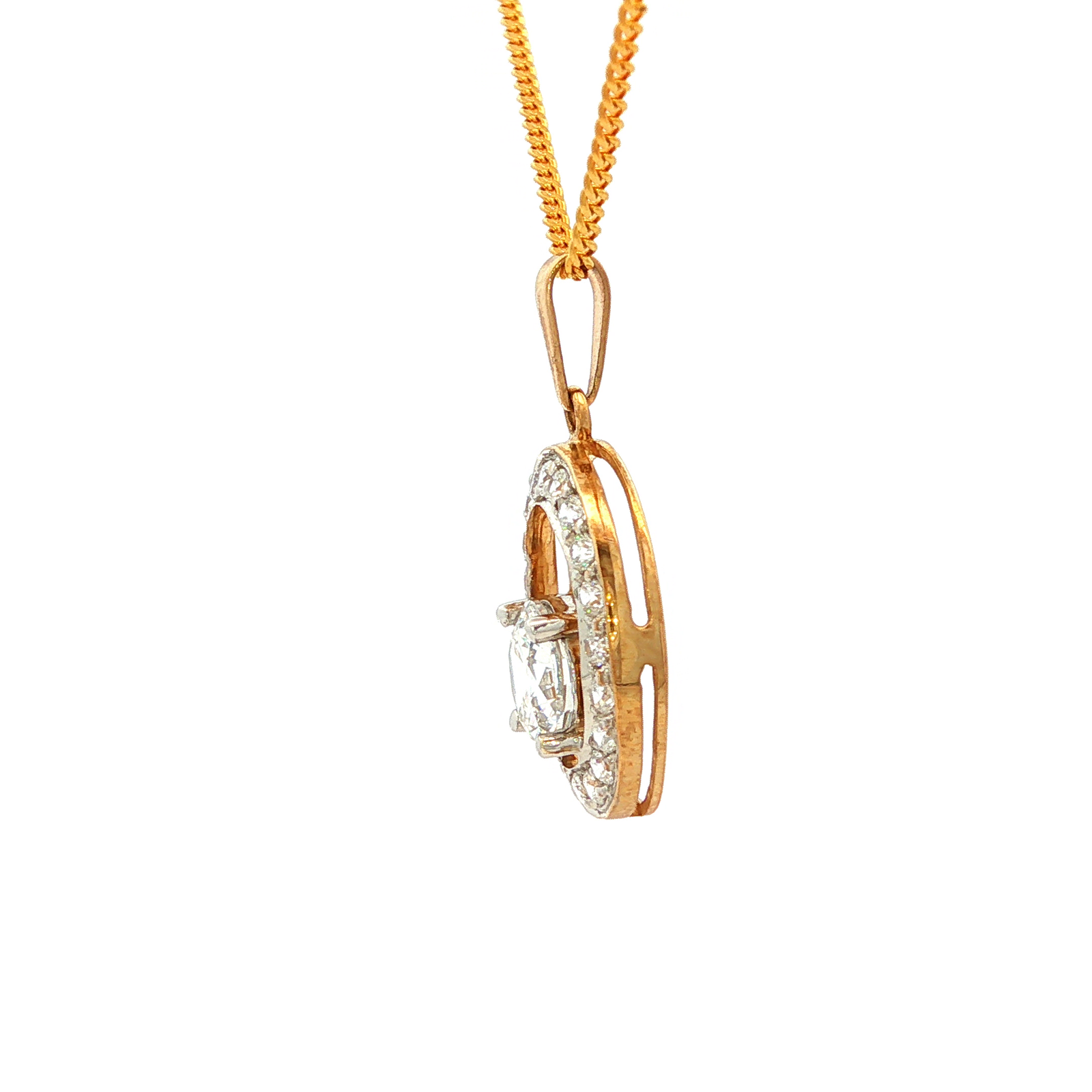 Oval Cut Cubic Zirconia Pendant in Yellow Gold