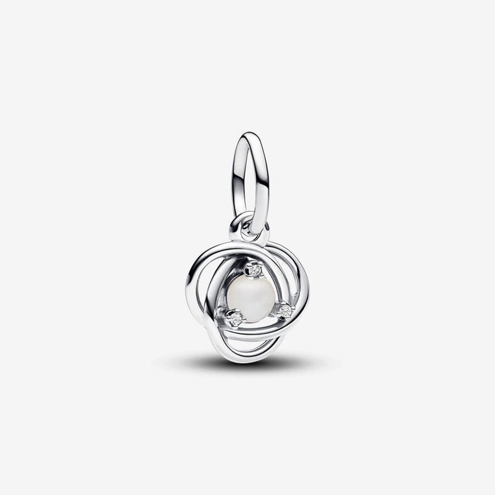 June White Mother of Pearl Birthstone Eternity Circle Dangle Charm