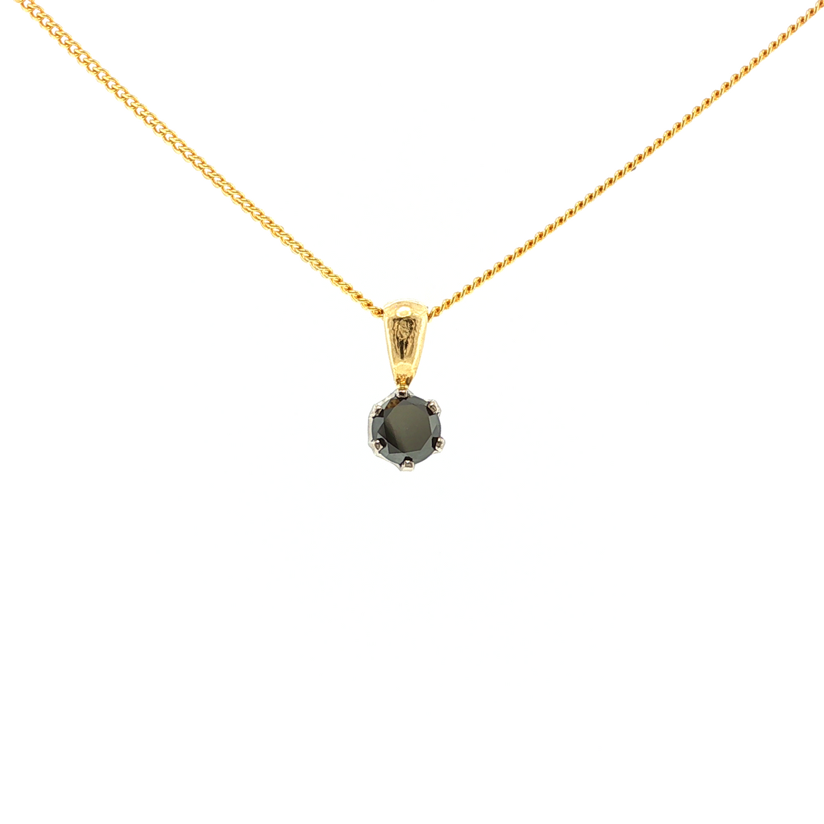 Black Diamond Necklace in Yellow Gold