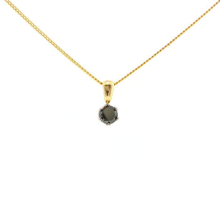 Black Diamond Necklace in Yellow Gold